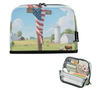Trousse à crayons de grande capacité robuste pour enseignants fournitures scolaires The American Flag Farm