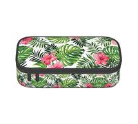 Trousse à crayons de grande capacité - Trousse à crayons en tissu Oxford durable pour fournitures scolaires et de bureau, imprimé feuilles tropicales, Feuilles tropicales., Taille unique, Organisateur