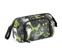 Trousse à crayons de grande capacité - Trousse à crayons portable pour enfants et adolescents - Motif chats britanniques à poil court - Vert estuche para marcadores