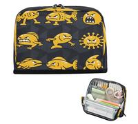 Trousse à crayons de grande capacité - Trousse de maquillage simple et multifonction pour adolescent, lycée, requin en colère, poisson, orange, noir, lapiceros para mujer