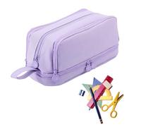 Trousse à Crayons de Grande capacité - Trousse d'école - Grande capacité - avec 4 Compartiments - pour Papeterie, marqueurs, école, Bureau ollège, et Adultes, Lilas, Voir Description