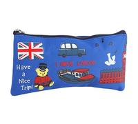 Trousse à crayons de style Londres, trousse à crayons pour étudiants, garçons et filles, pochette de rangement à fermeture éclair, bagage de voyage, trousse de maquillage, porte-monnaie bleu
