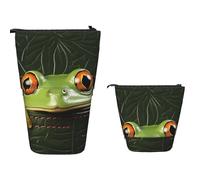 Trousse à crayons debout de grande capacité - Jolie trousse télescopique - Porte-crayons - Grenouille qui regarde hors du portefeuille - Trousse de maquillage portable - Organiseur de bureau pour
