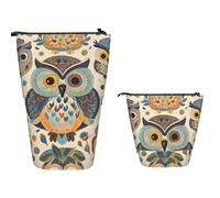 Trousse à crayons debout de grande capacité - Jolie trousse télescopique - Porte-crayons - Orchidées colorées - Porte-stylos - Trousse de maquillage portable pour fournitures de bureau, Motif chouette