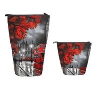 Trousse à crayons debout de grande capacité - Jolie trousse télescopique - Porte-crayons - Rouge et blanc à pois - Trousse de maquillage portable pour fournitures de bureau, Red London Street, Taille