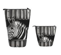 Trousse à crayons debout de grande capacité - Jolie trousse télescopique - Porte-crayons - Rouge et blanc à pois - Trousse de maquillage portable pour fournitures de bureau, Zebra sort sa tête, Taille