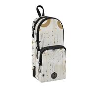 Trousse à crayons dorée et noire, grande capacité avec compartiment pour étudiants, cartable, papeterie, marqueur, pour l'école, le bureau, le travail, Crescents d'étoiles dorées et noires, Taille