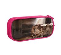 Trousse à crayons double couche American West Rodeo Hat de grande capacité, personnalisable en tissu polyester imprimé complet, pour l'école, le bureau, les voyages, rose, Taille unique
