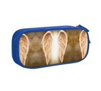 Trousse à crayons double couche avec motif ailes d'ange personnalisable en tissu polyester pour l'école, le bureau, les voyages, bleu, Taille unique