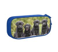 Trousse à crayons double couche avec motif Labrador retriever - Grande capacité - En tissu polyester imprimé - Pour l'école, le bureau, les voyages, bleu, Taille unique