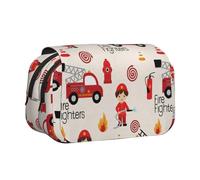 Trousse à crayons double couche avec rabat sur le dessus pour petits garçons et filles dans les pompiers, trousse de maquillage pour garçons, filles, adolescents, étudiants, écoliers, adultes et