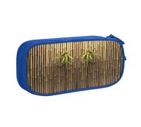 Trousse à crayons double couche en bambou avec impression complète personnalisable pour l'école, le bureau, les voyages, bleu, Taille unique