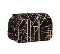 Trousse à Crayons Double Face à Motifs géométriques de Style Art déco, Organiseur de Papeterie Portable à Double Couche