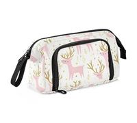 Trousse à crayons douce et légère avec fermeture éclair - Motif élan de Noël - Pour étudiant, bureau
