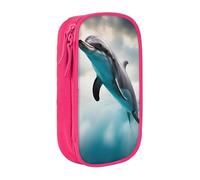 Trousse à crayons drôle avec motif dauphin qui vous regarde, sac de rangement, boîte à crayons de grande capacité, trousse portable avec fermeture éclair