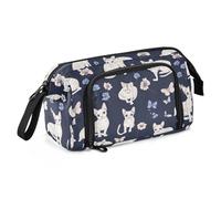 Trousse à crayons drôle Devon Rex Cats bleu marine de grande capacité avec crayons portable pour infirmière et collège