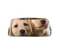 Trousse à crayons drôle en cuir avec motif chien labrador - Trousse à crayons portable avec fermeture éclair, doré, Taille unique, Mode