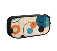 Trousse à crayons Echo Shapes & Circles avec fermeture éclair lisse, grande trousse portable pour fournitures scolaires, trousse de maquillage, Noir , Taille unique, Trousse de beauté