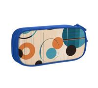 Trousse à crayons Echo Shapes & Circles avec fermeture éclair lisse, grande trousse portable pour fournitures scolaires, trousse de maquillage, bleu, Taille unique, Trousse de beauté