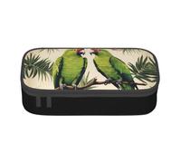 Trousse à crayons élégante avec fermeture éclair pour couple de perroquets - Grande capacité - Multifonctionnelle - Pour ranger crayons, accessoires de maquillage et école, Noir , Taille unique,