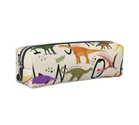 Trousse à crayons élégante en cuir avec imprimé dinosaures pour l'apprentissage des lettres de l'alphabet - Sac de rangement pour étudiants, bureau, collège, école - Doré, Argenté., Taille unique