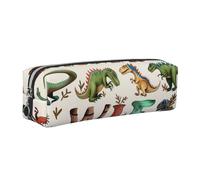 Trousse à crayons élégante en cuir avec imprimé dinosaures - Trousse à crayons portable - Design fin - Avec poche zippée dorée - Pour étudiant, bureau, collège, école, Argenté., One Size, Organiseur