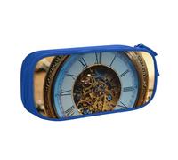 Trousse à crayons en bronze avec impression siècle pour cosmétiques, outils artistiques, fournitures pour étudiants, enseignants, utilisation polyvalente, bleu, Taille unique, Ensemble cartable