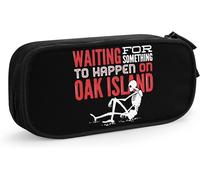 Trousse À Crayons En Chêne Grande Capacité Avec Inscription « Waiting For Something To Happen On Oak Island » - Convient Pour Les Garçons Et Les Filles