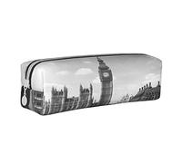 Trousse à crayons en cuir amusante pour hamburgers et tasses, papeterie, trousse de maquillage, sac de papeterie portable pour adolescentes, filles, adultes, london, Leather Pencil Case, Trousse de