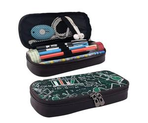 Trousse à crayons en cuir avec compartiments zippés, formule expérimentale chimique, trousse de rangement