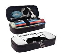 Trousse à crayons en cuir avec compartiments zippés « I'm Watching You »