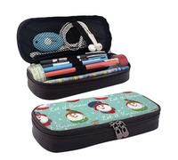 Trousse à crayons en cuir avec compartiments zippés Motif bonhomme de neige Let It Snow