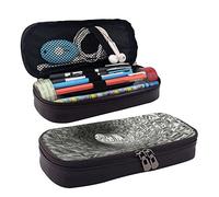Trousse à crayons en cuir avec double fermeture éclair pour bureau Motif entonnoir Dollars, Noir , Taille unique