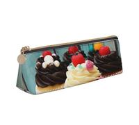 Trousse à crayons en cuir avec fermeture éclair élégante pour homme et femme - Trousse à crayons en cuir Freesia - Belle fleur - Pour le travail, le bureau, les voyages - Trousse à crayons, Gâteau