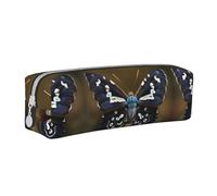 Trousse à crayons en cuir avec fermeture éclair en forme de corbeau noir sur une branche, grande capacité, durable, pratique, portable, Magnifiques ailes de mites, Taille unique