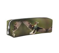 Trousse à crayons en cuir avec fermeture éclair - Grande capacité - Durable - Pratique et portable, Chasse volante sauvage, Taille unique