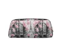 Trousse à crayons en cuir avec fermeture éclair Motif Paris Street Tower Rose