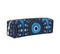 Trousse à crayons en cuir avec fermeture éclair pour guitare acoustique et guitare tridimensionnelle avec grande capacité, durable, pratique, portable, Mini tourbillon de fleurs bleues., Taille unique