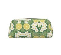 Trousse à crayons en cuir avec impression citron frais élégante et pratique pour les étudiants, parfaite pour le bureau et l'école, doré, Taille unique, Trousse de maquillage