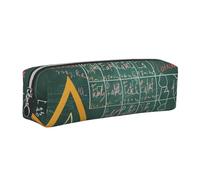 Trousse à crayons en cuir avec impression de mots - Trousse à crayons - Design fin - Avec fermeture éclair dorée - Pour étudiant, bureau, collège, école, Argenté., One Size, Organiseur de sac