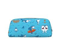 Trousse à crayons en cuir avec imprimé baleine sous-marine élégante et pratique pour les étudiants, parfaite pour le bureau et l'école, doré, Taille unique, Trousse de maquillage