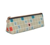 Trousse à crayons en cuir avec motif de tableau de Scrabble, pochette à crayons triangulaire portable avec fermeture éclair pour bureau, blanc, Taille unique
