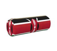 Trousse à crayons en cuir avec motif drapeau du Kenya, jolie trousse de papeterie, sac à cosmétiques portable avec fermeture éclair