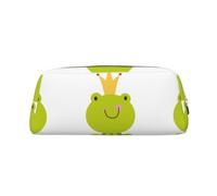 Trousse à crayons en cuir avec motif grenouille en forme de couronne élégante et pratique pour les étudiants, parfaite pour le bureau et l'école, doré, Taille unique, Trousse de maquillage