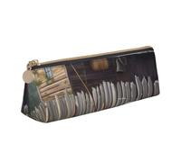 Trousse à crayons en cuir avec motif imprimé Père Noël pour filles et garçons, trousse à crayons avec fermeture éclair pour étudiants, école, bureau, collège, Maison rurale, Taille unique, Cartable