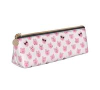 Trousse à crayons en cuir avec motif tête de cochon rose - Grande capacité - Avec fermeture éclair, blanc, Taille unique, Trousse de maquillage