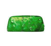 Trousse à crayons en cuir bio avec impression verte élégante et pratique pour les étudiants, parfaite pour le bureau, l'école, Argenté., Taille unique, Trousse de maquillage