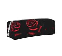 Trousse à crayons en cuir de cochon rose avec fermeture éclair, trousse à crayons tridimensionnelle avec grande capacité, durable, pratique, portable, Rouge et roses, Taille unique
