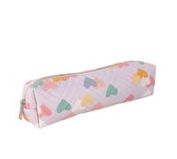 Trousse à crayons en cuir de dessin animé avec fermeture éclair pour l'école, les voyages, les essentiels en forme de cœur pour l'école