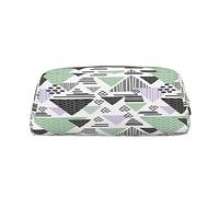 Trousse à crayons en cuir de grande capacité - Motif chien carlin - Trousse de maquillage portable pour adolescentes, filles et adultes, Triangles géométriques, Pencil Bag, Trousse de beauté